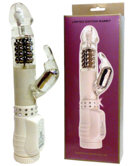 Limited Edition Rabbit Vibrator with Beads - White