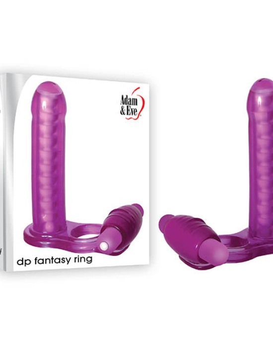 Fantasy Vibrating Purple Cock Ring with Double Dong