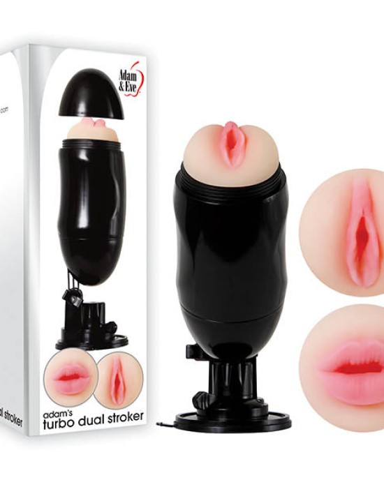 Adam & Eve Adam's Turbo Dual Stroker - Double Ended Masturbator with Suction Cup Stand