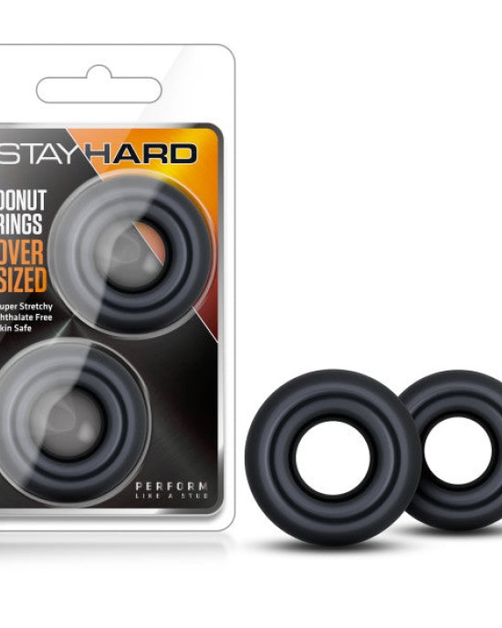 Stay Hard - Donut Rings Oversized - Black Large Cock Rings - Set of 2