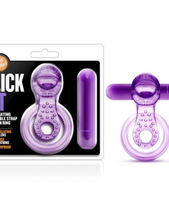 Play With Me - Lick It - Purple Vibrating Cock & Ball Rings