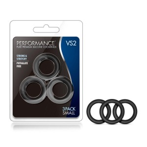 Performance VS2 Pure Premium Cock Rings - Small - Black - Set of 3