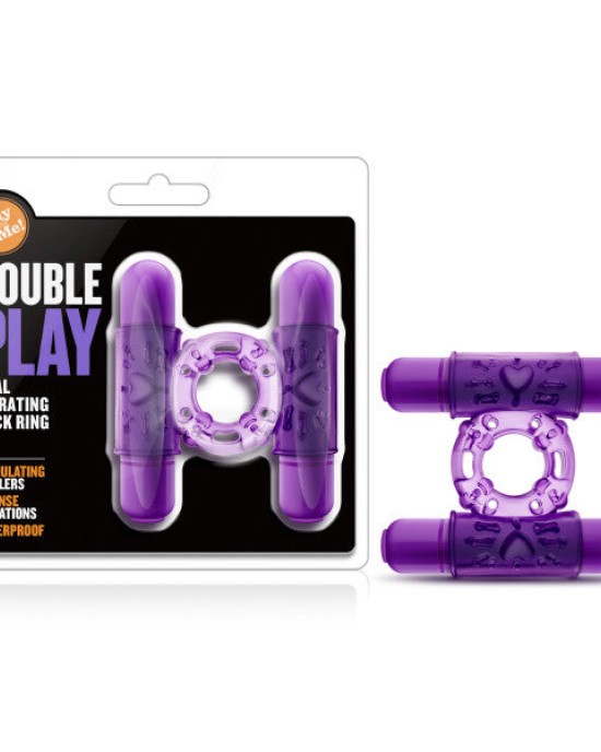 Play With Me - Double Play - Purple Dual Vibrating Cock Ring