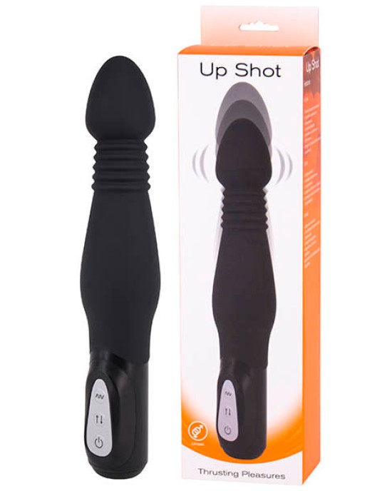 Up Shot - Black 23 cm Thrusting Anal Vibrator