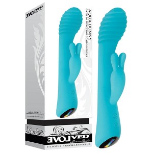 Evolved Aqua Bunny Rechargeable Rabbit Vibrator- Blue