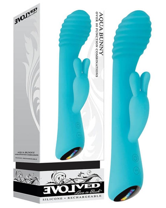 Evolved Aqua Bunny Rechargeable Rabbit Vibrator- Blue