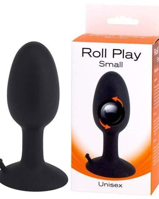 Roll Play - Black Small 8 cm Butt Plug with Internal Ball