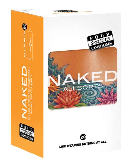 Four Seasons Naked Allsorts - Ultra Thin Lubed Condoms in 6 Styles - 20 Pack