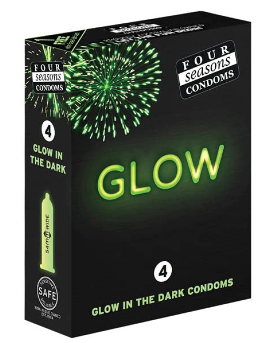 Glow N' Dark Lubricated Condoms - 4 Pack