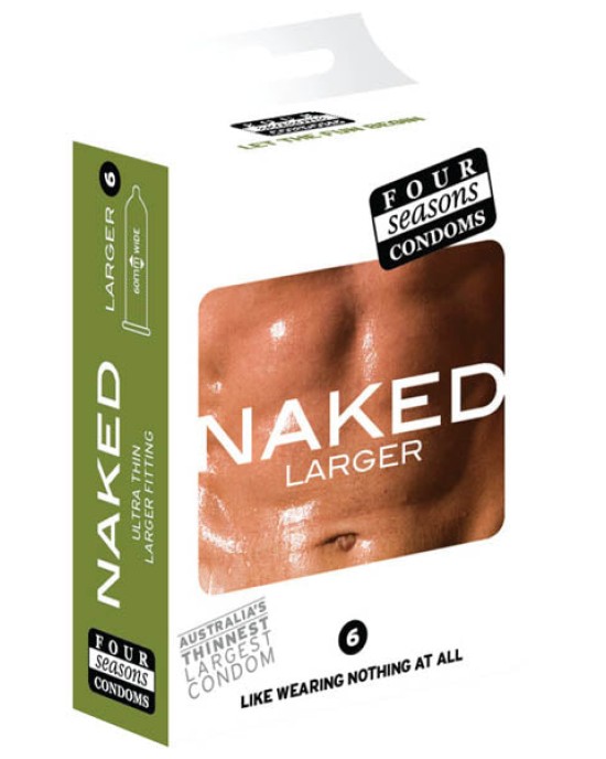 Naked Larger Fitting Lubricated Condoms - 6 Pack