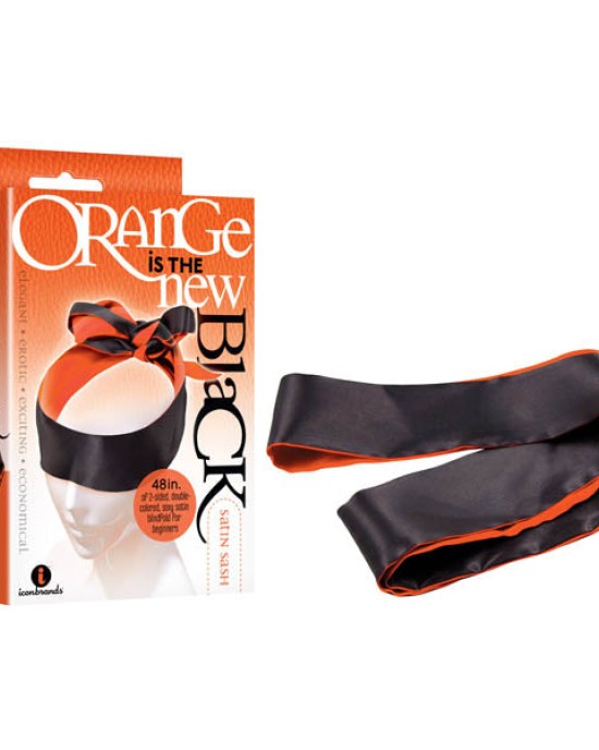 Orange Is The New Black - Satin Sash - Black/Orange Blindfold