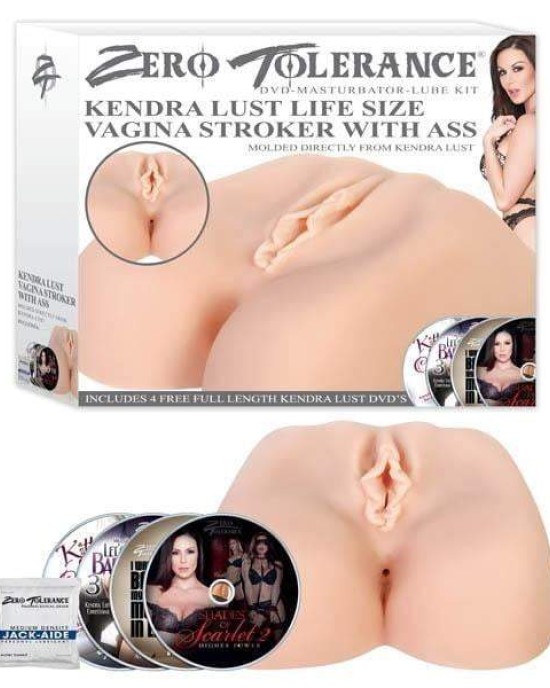 Kendra Lust Life Size Vagina Stroker with Ass - Flesh Vagina Masturbator with 16 Hour DVD & Lube Kit