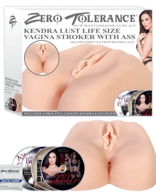 Kendra Lust Life Size Vagina Stroker with Ass - Flesh Vagina Masturbator with 16 Hour DVD & Lube Kit