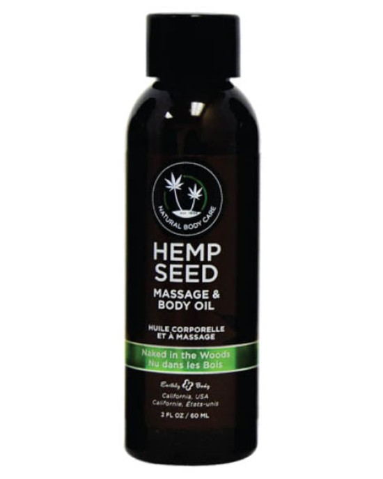 Hemp Seed Massage & Body Oil - Naked In The Woods (White Tea & Ginger) Scented - 59 ml Bottle