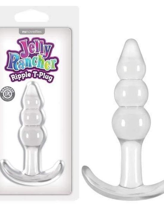 Jelly Rancher Ripple T-Plug - Clear 10.9 cm (4.3'') Butt Plug