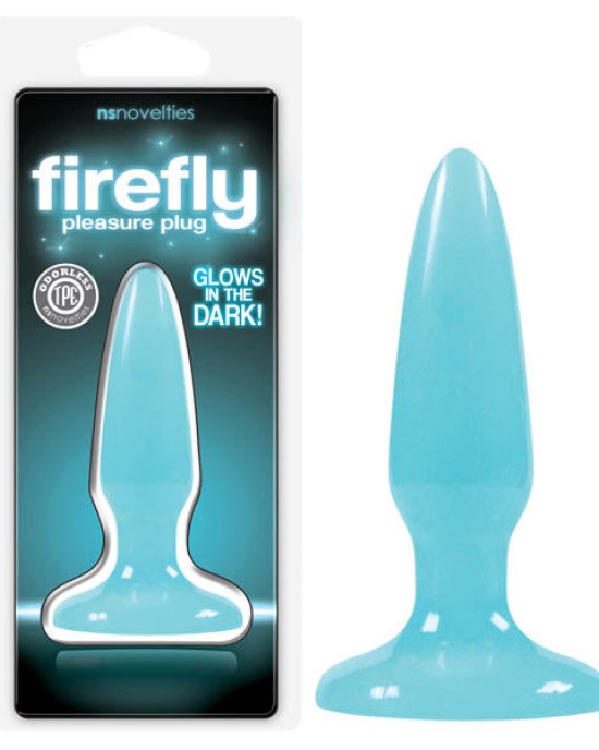 Firefly Pleasure Plug - Glow-in-the-Dark Blue 3.2 Inch Butt Plug