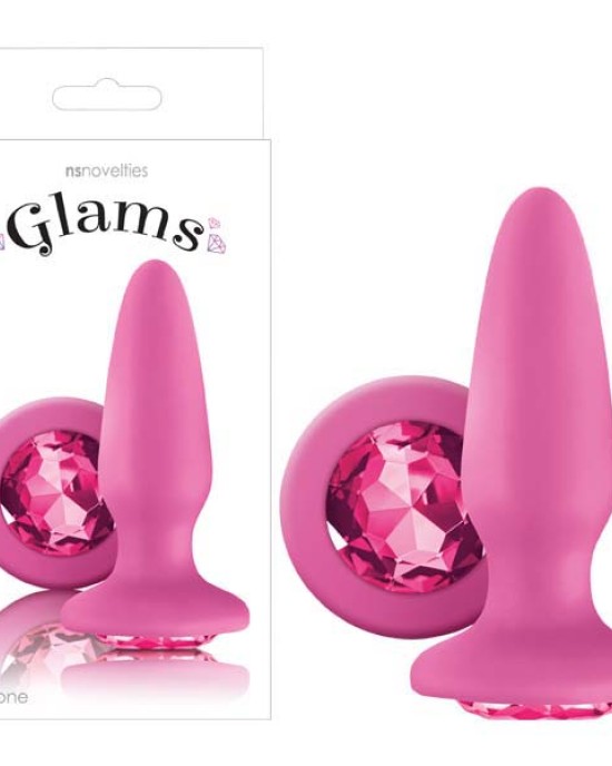 Glams - Pink 10.4 cm (4'') Butt Plug with Sparkling Gem