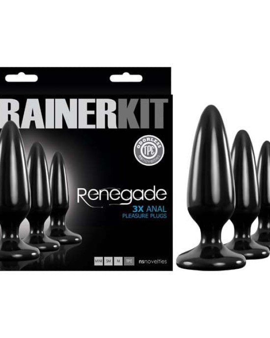 Renegade Pleasure Plug Trainer Kit - Black Butt Plugs - 3 Sizes