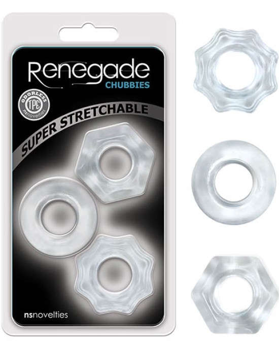 Renegade Chubbies - Clear Cock Rings - Set of 3