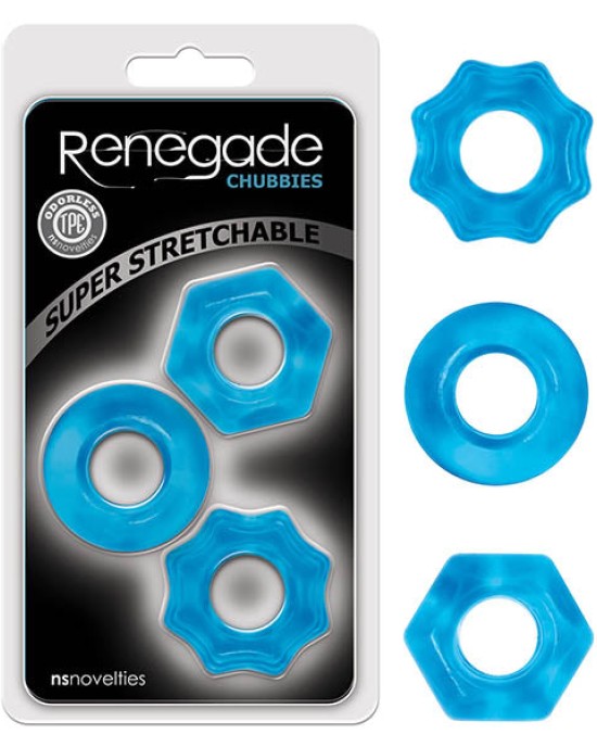 Renegade Chubbies - Blue Cock Rings - Set of 3