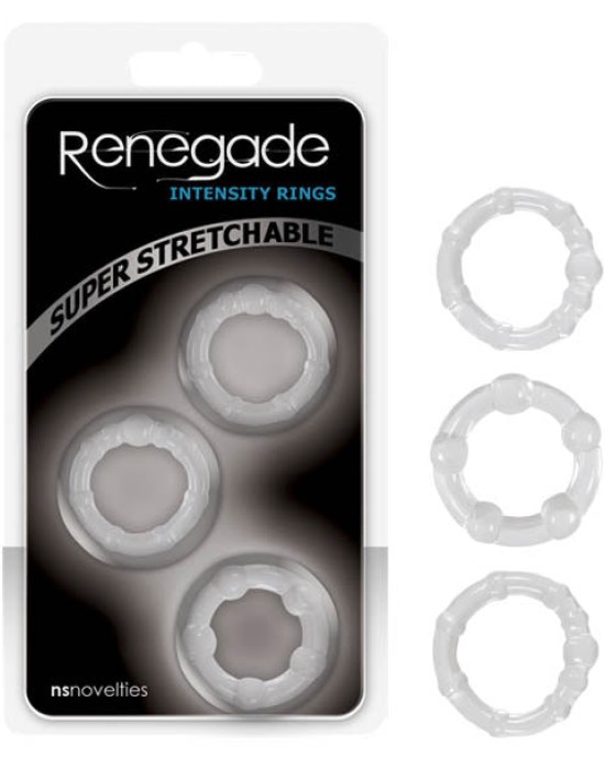 Renegade Intensity Rings - Clear Cock Rings - Set of 3