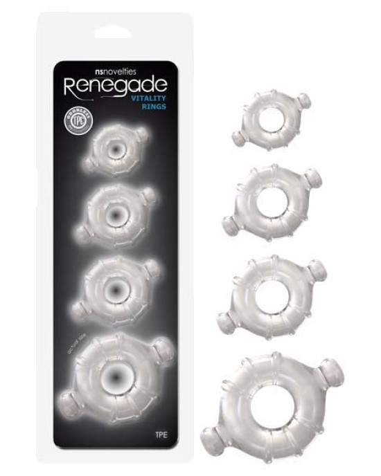 Renegade Vitality Rings - Clear Cock Rings - Set of 4 Sizes