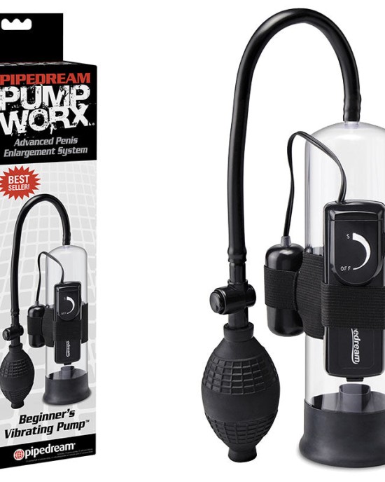 Pump Worx Beginner's Vibrating Pump - Clear/Black Vibrating Penis Pump