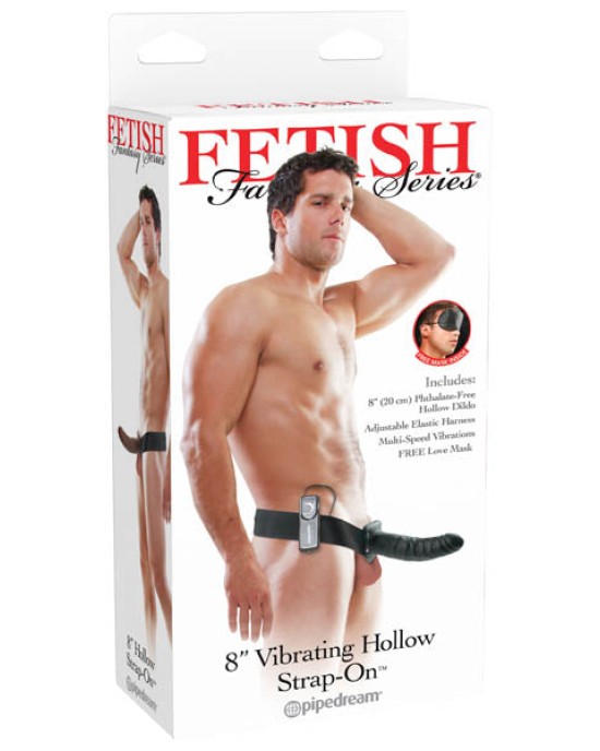 Fetish Fantasy Series 8 Inch Vibrating Hollow Strap-on - Black