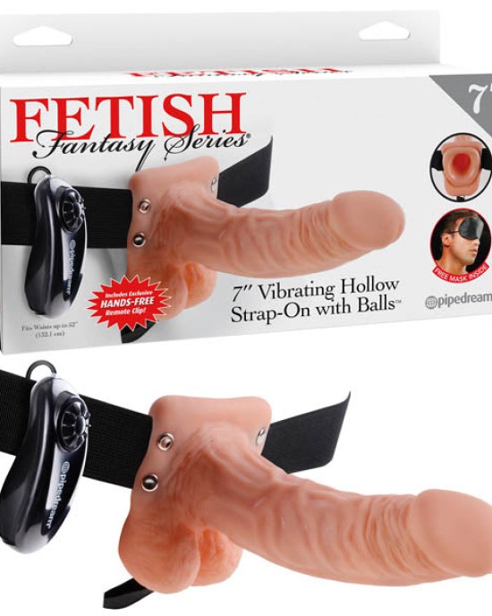 Fetish Fantasy Series 7 Inch Vibrating Hollow Strap-on With Balls - Flesh