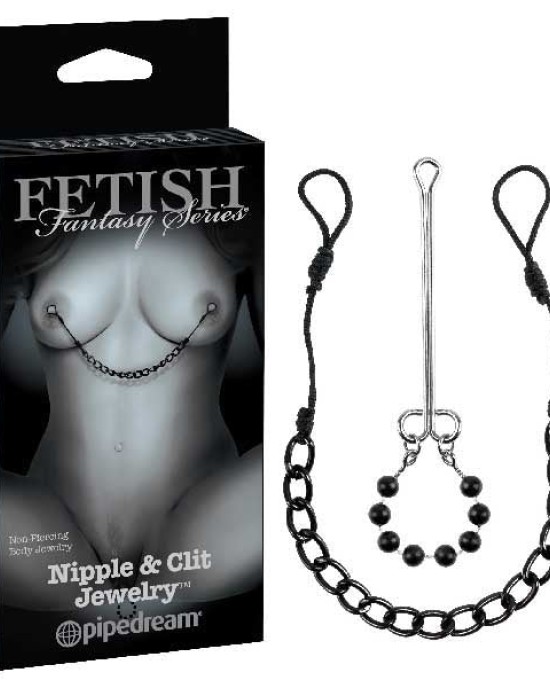 Fetish Fantasy Series Limited Edition Nipple & Clit Jewelry - Black - 2 Piece Set