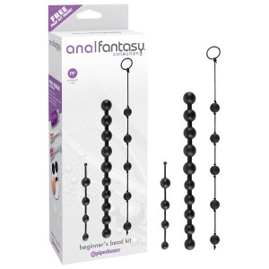 Anal Fantasy Collection Beginner's Bead Kit - Black Anal Beads - Set of 3 Cords