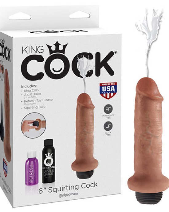 King Cock 6 Inch Squirting Cock - Tan Realistic  Dong