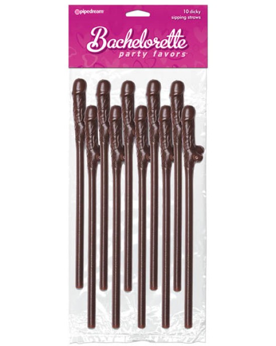 Bachelorette Party Dicky Sipping Straws - Chocolate - 10 Pack