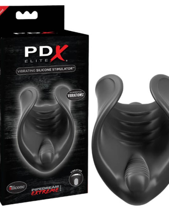 PDX Elite Vibrating Silicone Stimulator - Black Vibrating Stroker