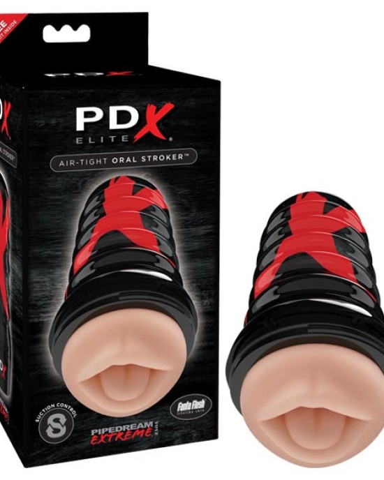 PDX Elite Air-Tight Oral Stroker - Black/Flesh Mouth Stroker