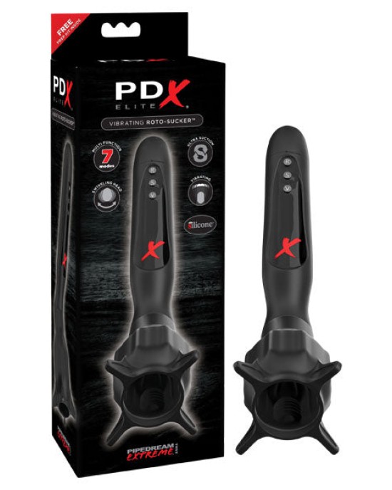 PDX Elite Vibrating Roto-Sucker - Black Vibrating Head Masturbator