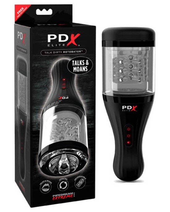 Pipedream Extreme Toyz Elite Talk Dirty Rotobator - USB Rechargeable Powered Masturbator with Sound Effects