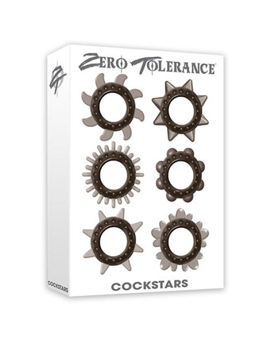 Zero Tolerance Cockstars - Black Cock Rings - Set of 6