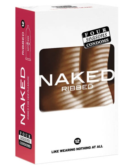 Naked Ribbed - Ultra Thin Ribbed & Lubed Condoms - 12 Pack