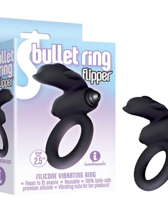 S-Bullet Flipper Black Vibrating Cock Ring