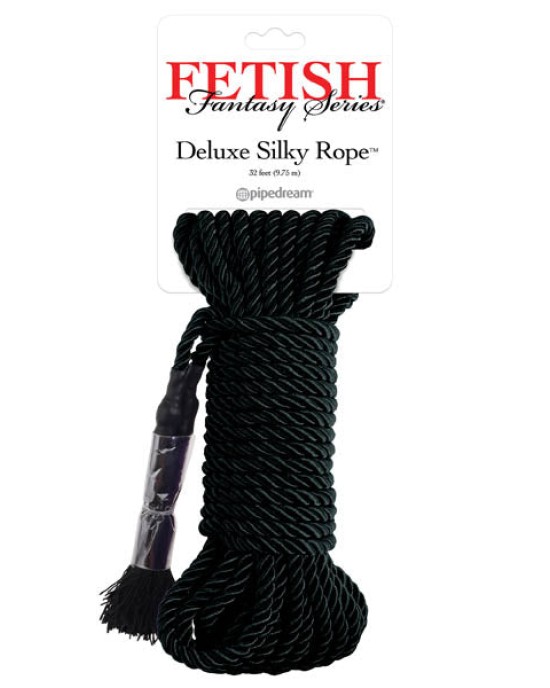 Fetish Fantasy Series Deluxe Silky Rope - Black - 9.75 m Length