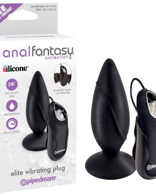 Anal Fantasy Collection Elite Vibrating Plug - Black 9.5 cm (3.5'') Vibrating Butt Plug