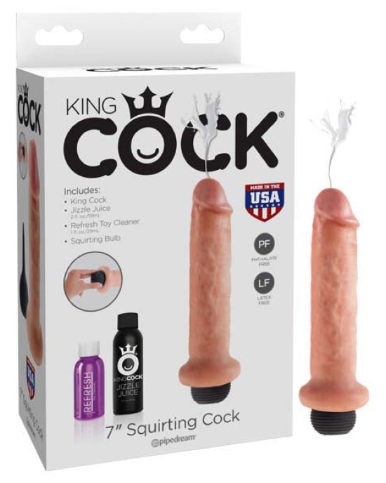 King Cock 7 Inch Squirting Cock - Flesh