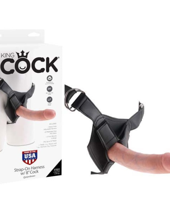 King Cock Strap-On Harness with 8 Inch Flesh Dong