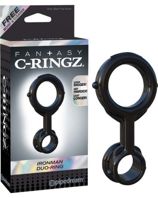 Fantasy C-ringz Ironman Duo Ring - Black Cock & Ball Rings