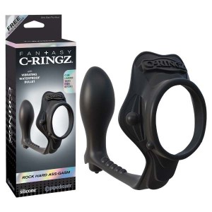 Fantasy C-ringz Rock Hard Ass-gasm - Black Cock Ring with Vibrating Anal Plug