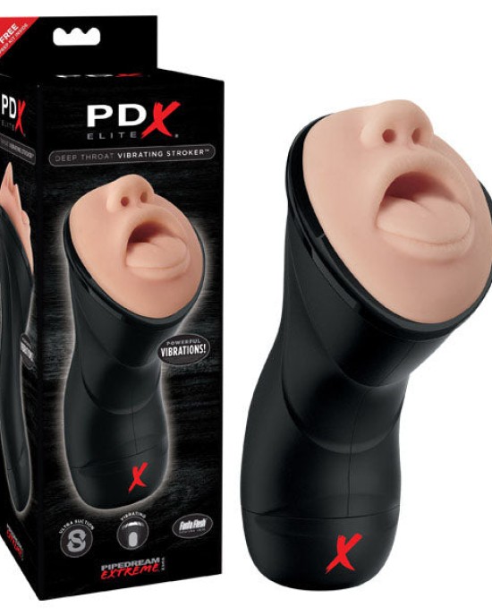 PDX Elite Deep Throat Vibrating Stroker - Flesh