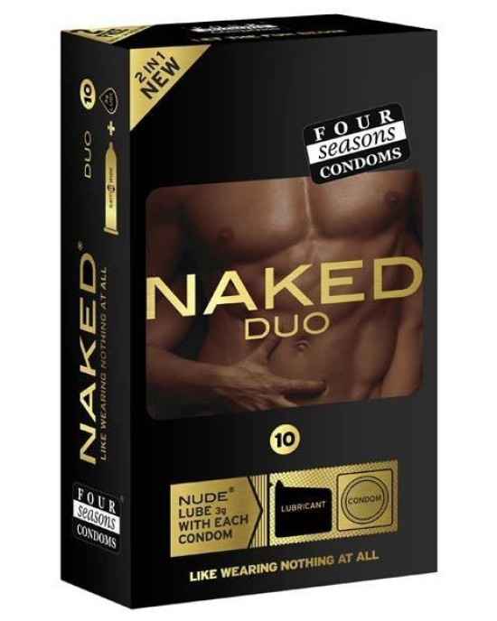 Naked Duo - Ultra Thin Condoms with Lubricant Sachets - 10 Pack