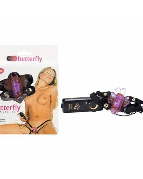 Micro Butterfly - Pink Vibrating Strap-On Butterfly Clit Stimulator