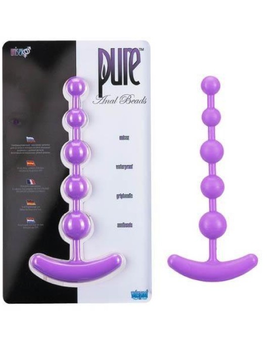 Pure Anal Beads - Purple 17.8 cm (7'') Anal Beads with Handle